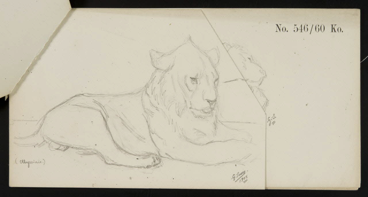 carnet de dessins Esquisse de lion allongé 1967.116.919.4 Photo