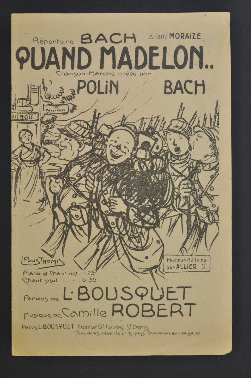 Louis Bousquet ; Camille Robert ; Bach ; Polin chanson petit format Île-de-France, France 1914 1966.190.132 Photo Mucem