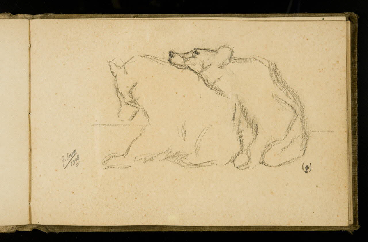 Gustave Soury carnet de dessins Deux ourses 1908 1967.116.925.25 Photo