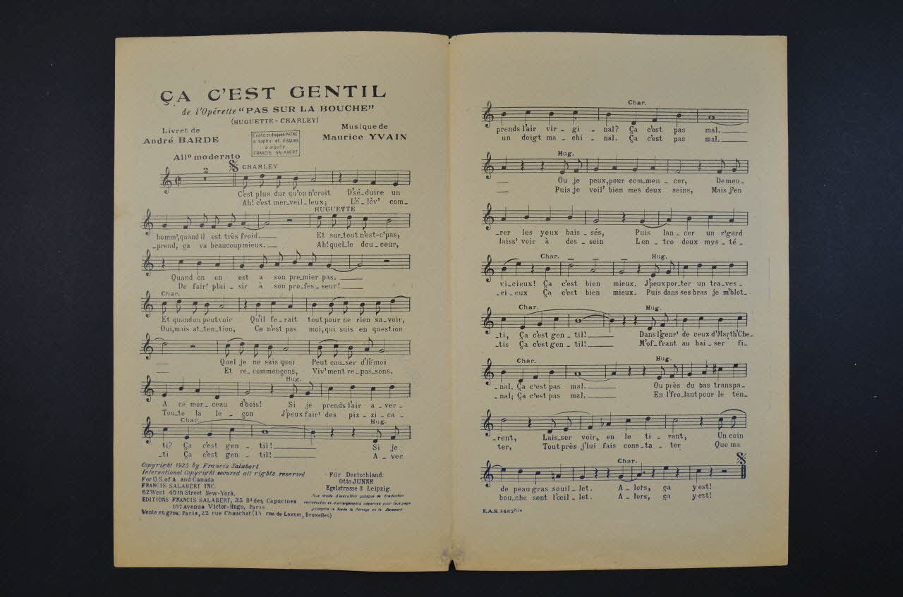 André Barde ; Maurice Yvain ; Francis F. Salabert chanson petit format Île-de-France, France 1925 1965.175.62 Photo Mucem