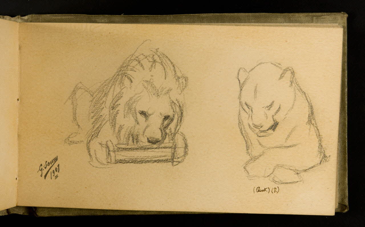 Gustave Soury carnet de dessins Lion et panthère 1907 1967.116.926.25 Photo