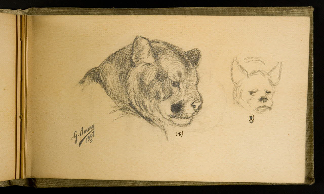 Gustave Soury carnet de dessins Félin et hyène 1907 1967.116.926.33 Photo
