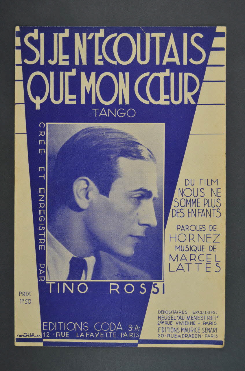 André Hornez ; Marcel Lattes ; Tino Rossi ; Coda S.A. chanson petit format Île-de-France, France 1934 1966.190.138 Photo Mucem