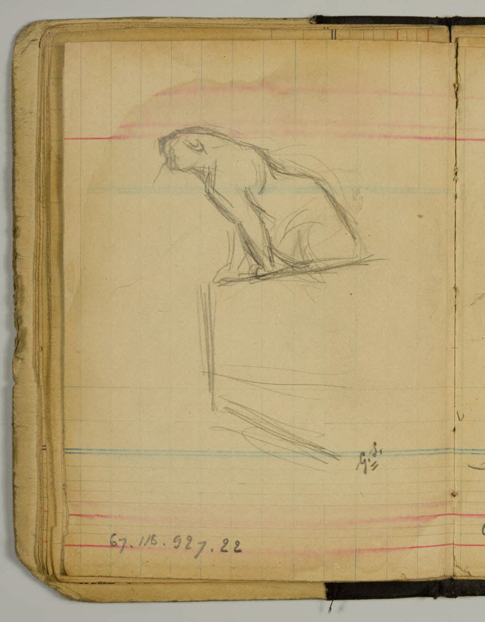 carnet de dessins Esquisse de fauve sur un perchoir 1967.116.927.22 Photo