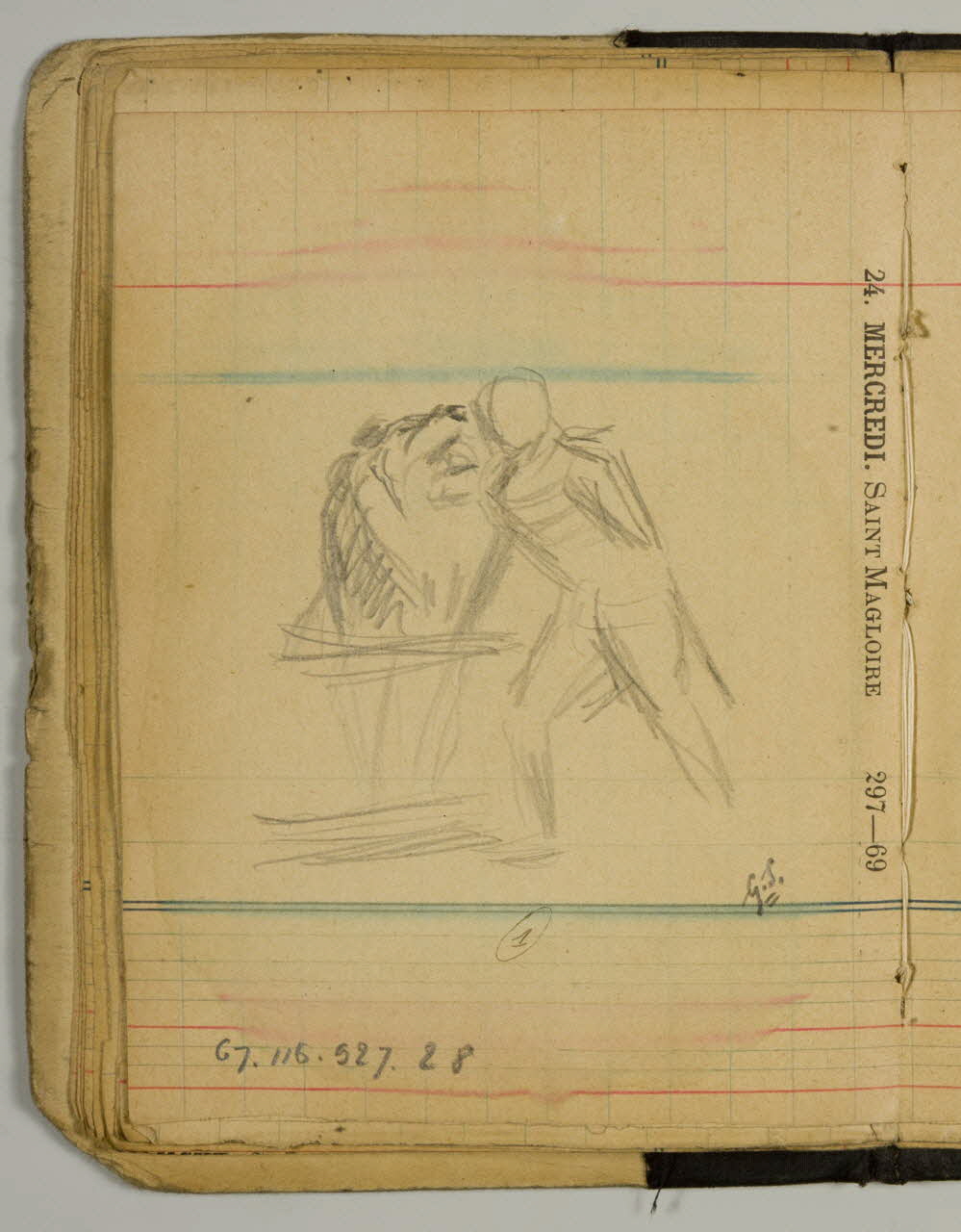carnet de dessins Esquisse de lion et d'un dompteur 1967.116.927.28 Photo