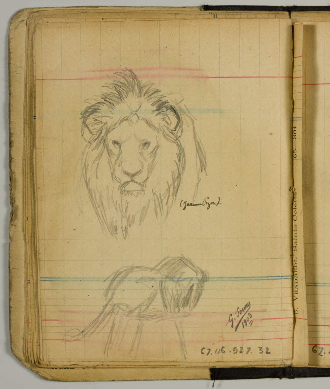 carnet de dessins Esquisses de lion 1967.116.927.32 Photo