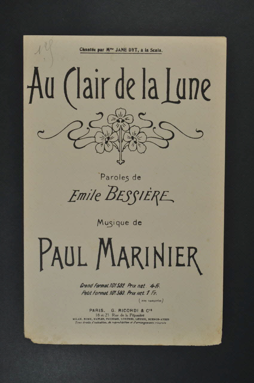 chanson petit format 1965.175.66 Photo Mucem