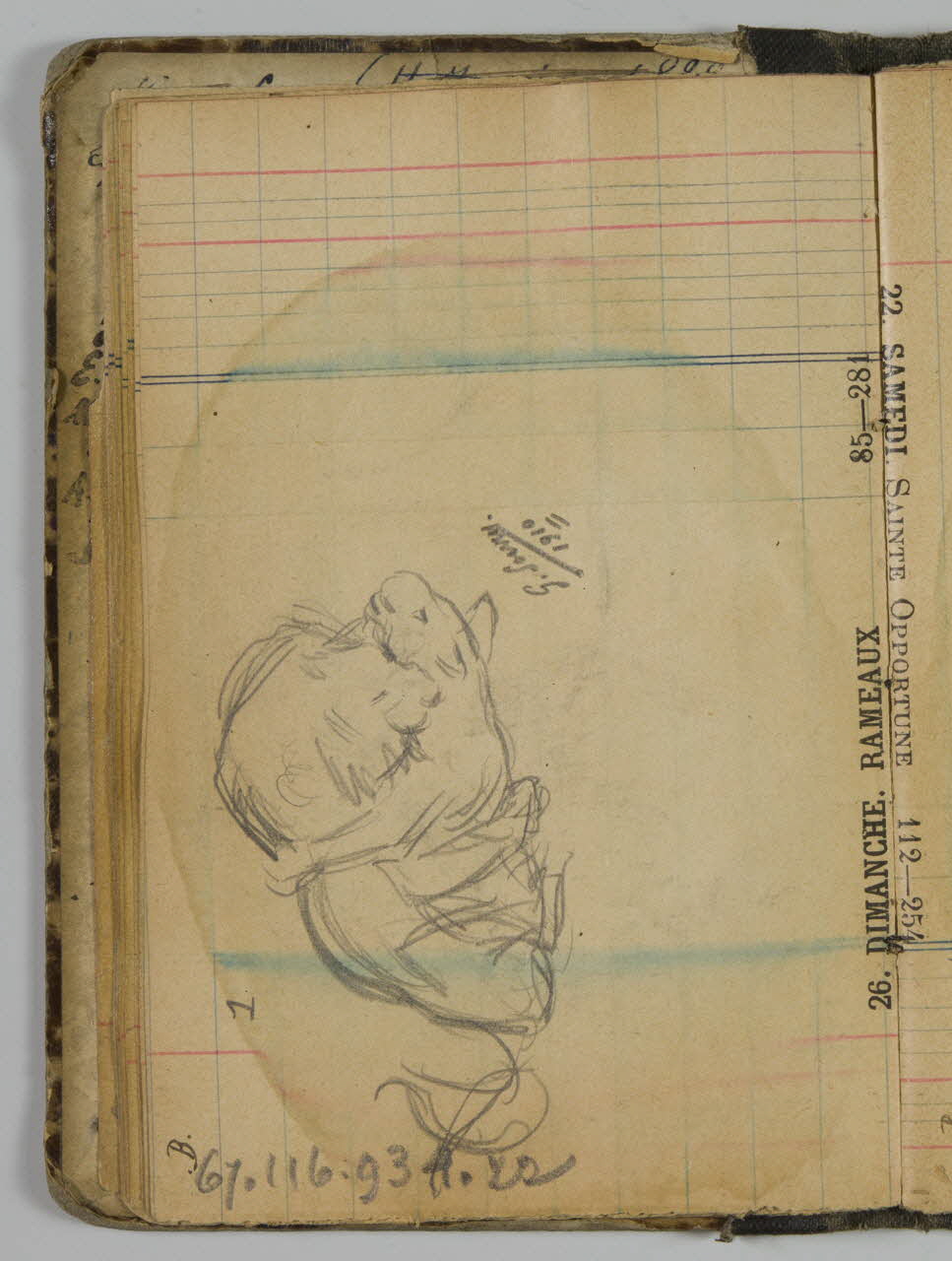 carnet de dessins Félin et lion 1967.116.934.22 Photo