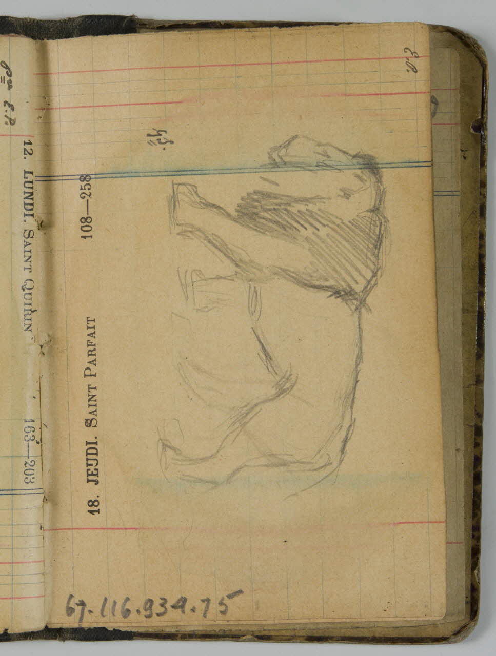 Gustave Soury ensemble (2) carnet de dessins Paris 1909 1967.116.934.75 Photo