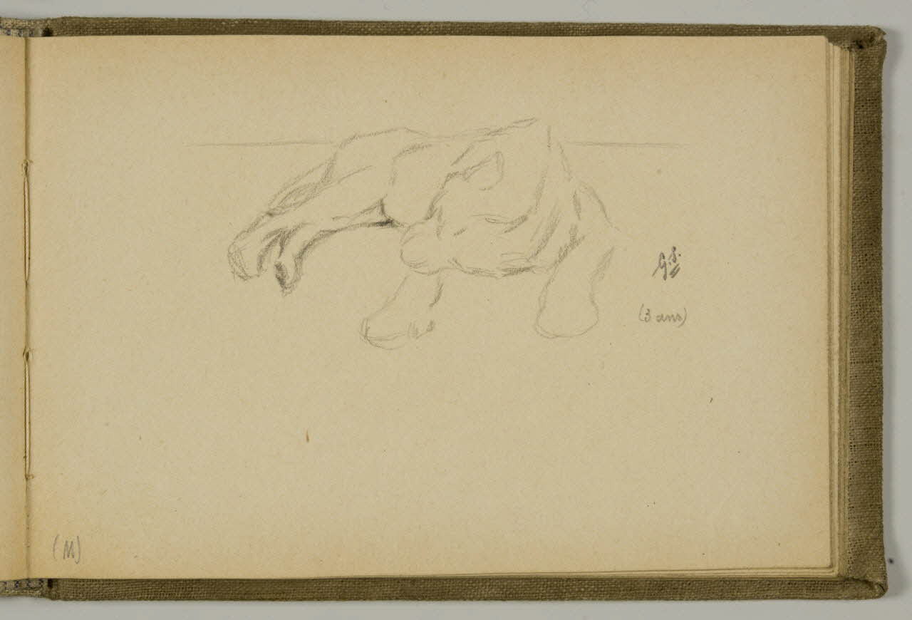 Gustave Soury carnet de dessins Etude de félin Paris 1919 1967.116.938.30 Photo