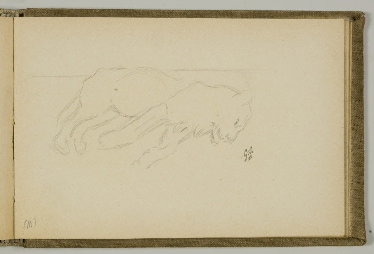 Gustave Soury carnet de dessins Etude de félin couché Paris 1919 1967.116.938.36 Photo