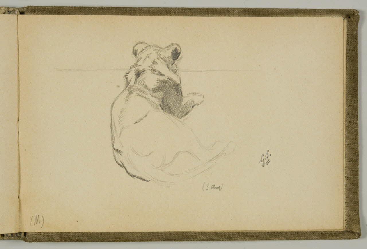 Gustave Soury carnet de dessins Etude de félin couché Paris 1919 1967.116.938.46 Photo