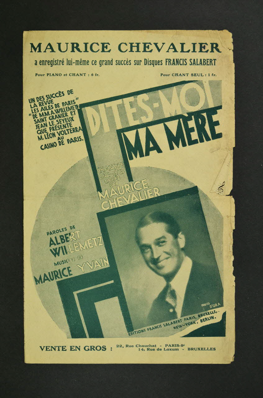 Albert Willemetz ; Maurice Yvain ; Maurice Chevalier ; Francis F. Salabert chanson petit format Île-de-France, France 1927 1965.175.85 Photo Mucem