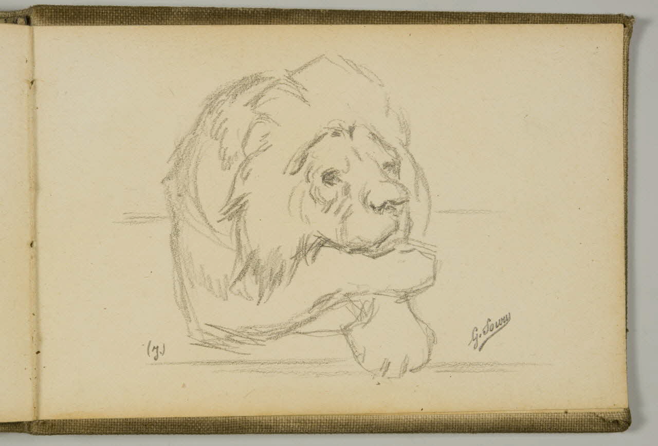 Gustave Soury carnet de dessins Esquisse de lion couché Paris 1923 1967.116.943.49 Photo