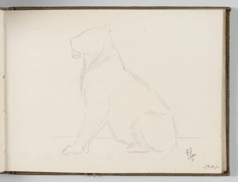 Gustave Soury carnet de dessins Esquisse de félin assis Paris 1930 1967.116.944.23 Photo