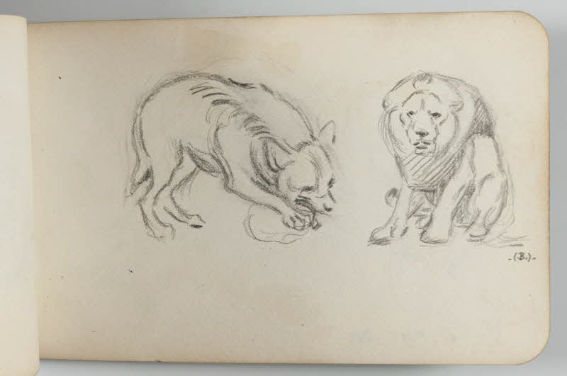 carnet de dessins Hyène et lion 1967.116.948.29 Photo