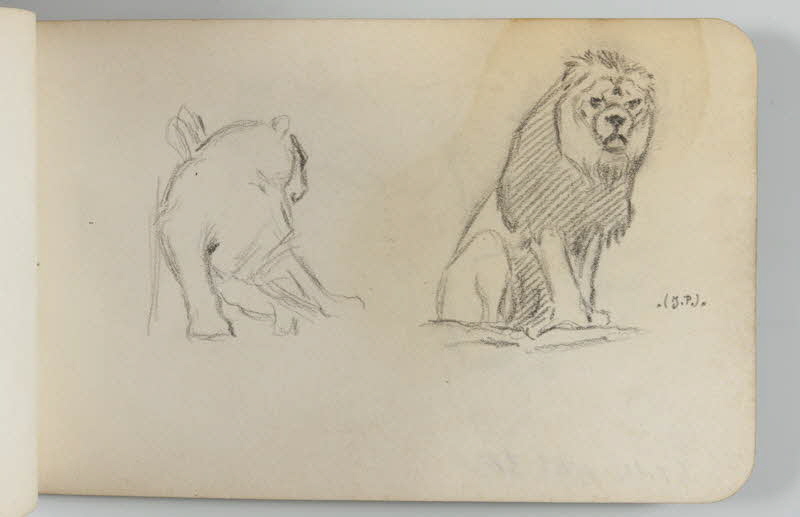 carnet de dessins Lionne et lion 1967.116.948.31 Photo