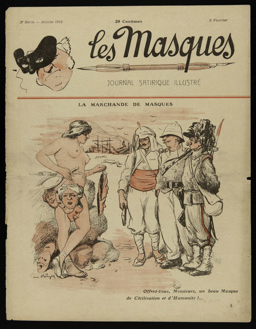estampe Les Masques  JOURNAL SATIRIQUE ILLUSTRE 1967.117.102 Photo