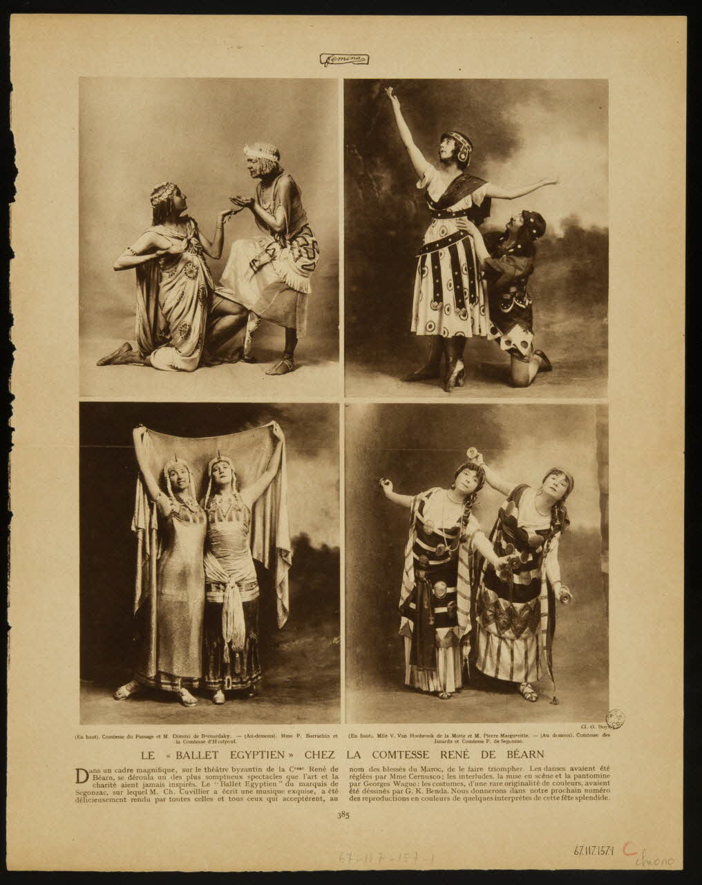 estampe LE "BALLET EGYPTIEN" CHEZ LA COMTESSE RENE DE BEARN France 1914 1967.117.157.1/2 Photo