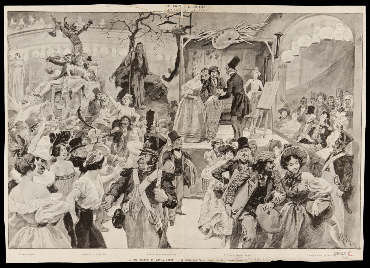 estampe LE MONDE ILLUSTRE  LE BAL GAVARNI AU MOULIN ROUGE. - Défilé des Chars 1967.117.227.1 Photo