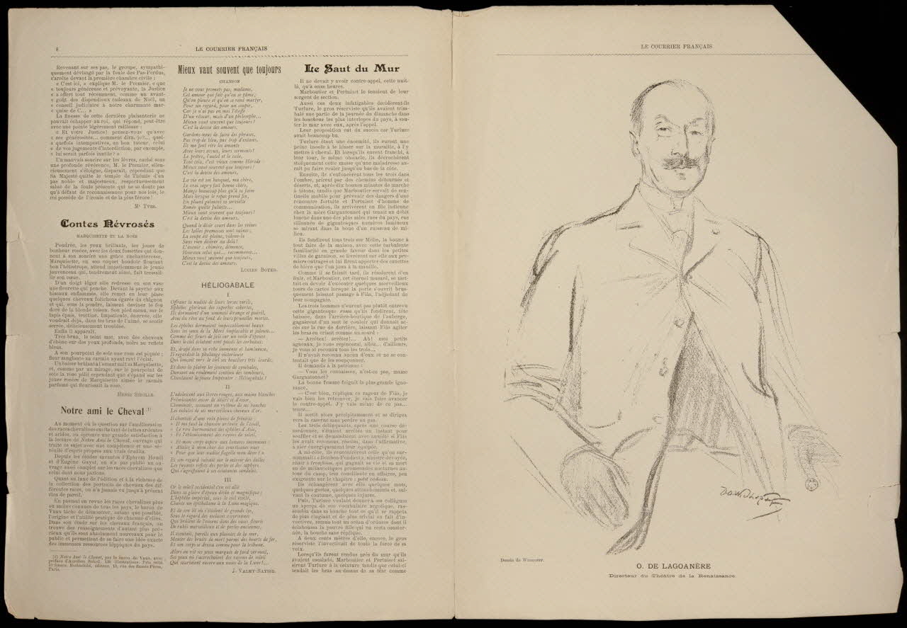 estampe LE COURRIER FRANCAIS  O. DE LAGOANERE  Directeur du Théâtre de la Renaissance. 1967.117.255 Photo