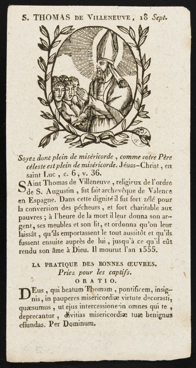 estampe S. THOMAS DE VILLENEUVE 1967.125.30 Photo