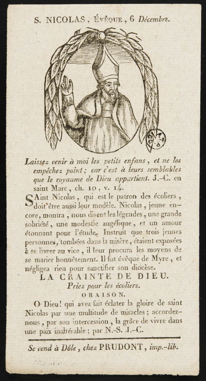 estampe S. NICOLAS, Evêque 1967.125.36 Photo