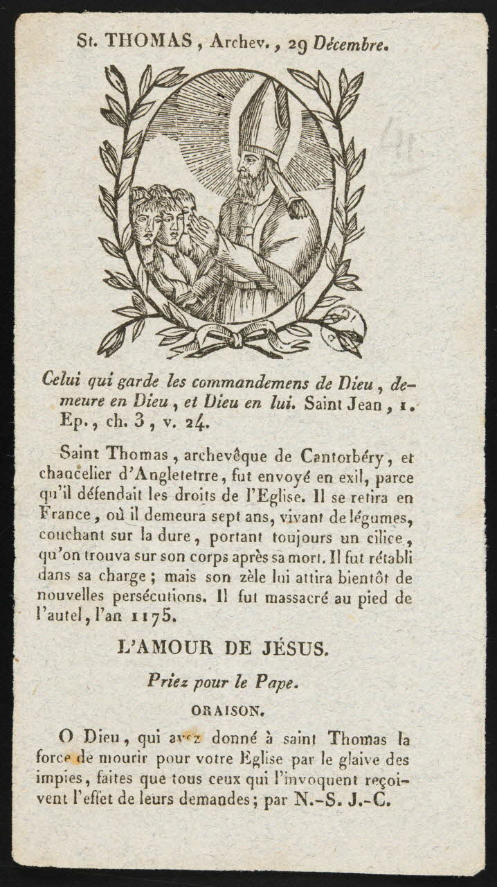 estampe St. THOMAS, Archev. 1967.125.42 Photo