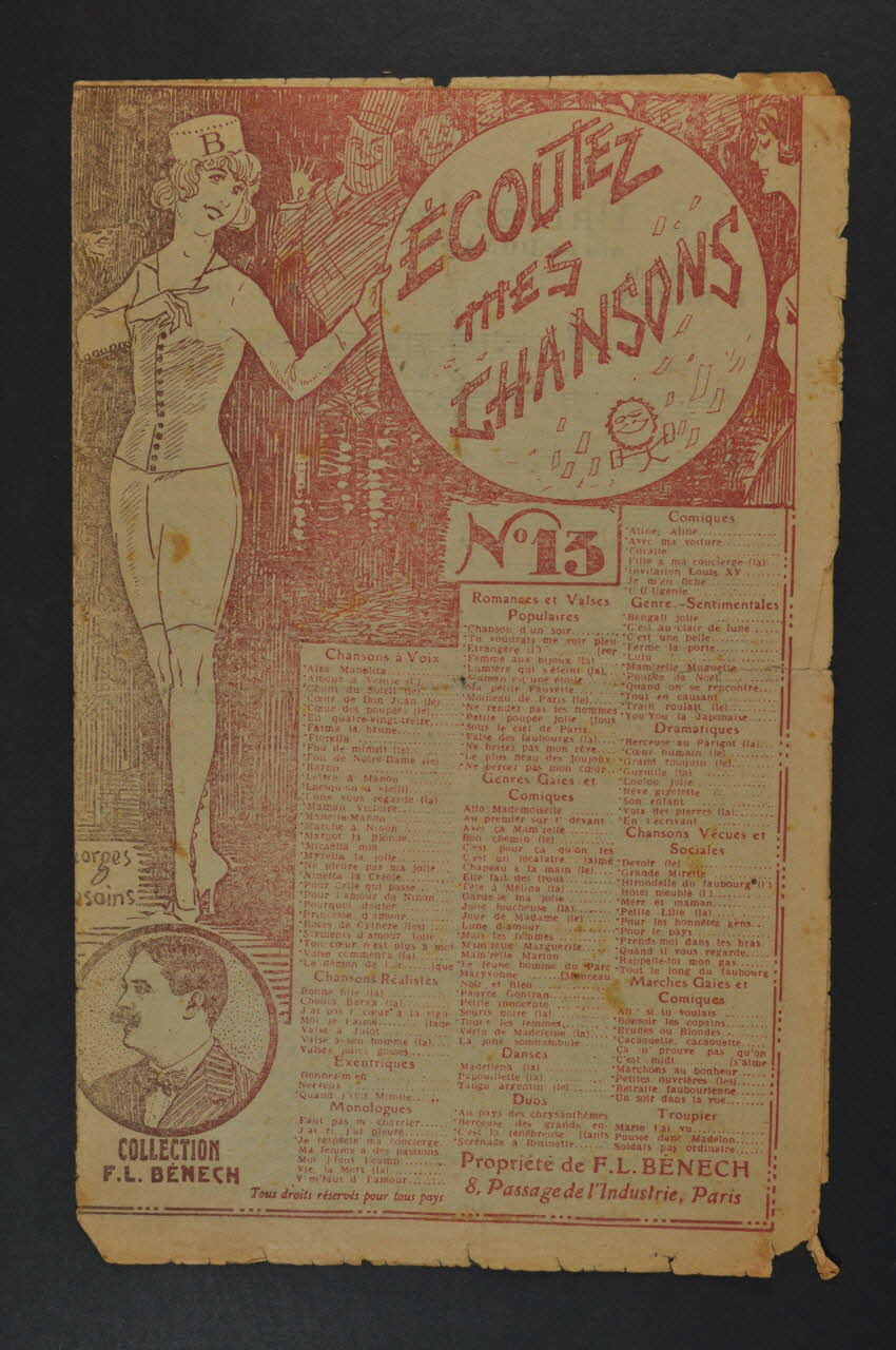 Ernest Dumont ; Ferdinand Louis Bénech chanson petit format Île-de-France, France 1919 1965.176.19 Photo Mucem
