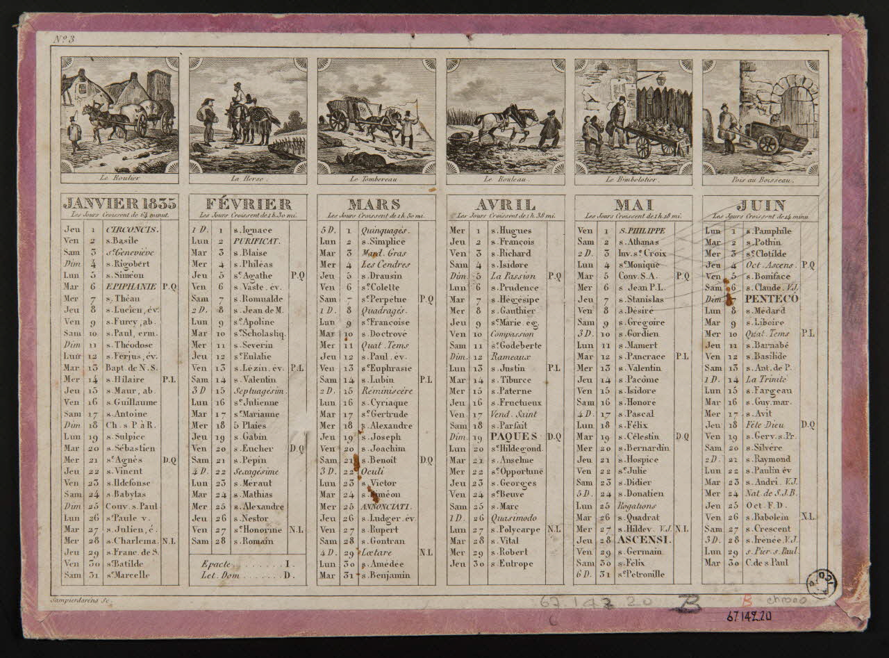 estampe Calendrier 1967.142.20 Photo