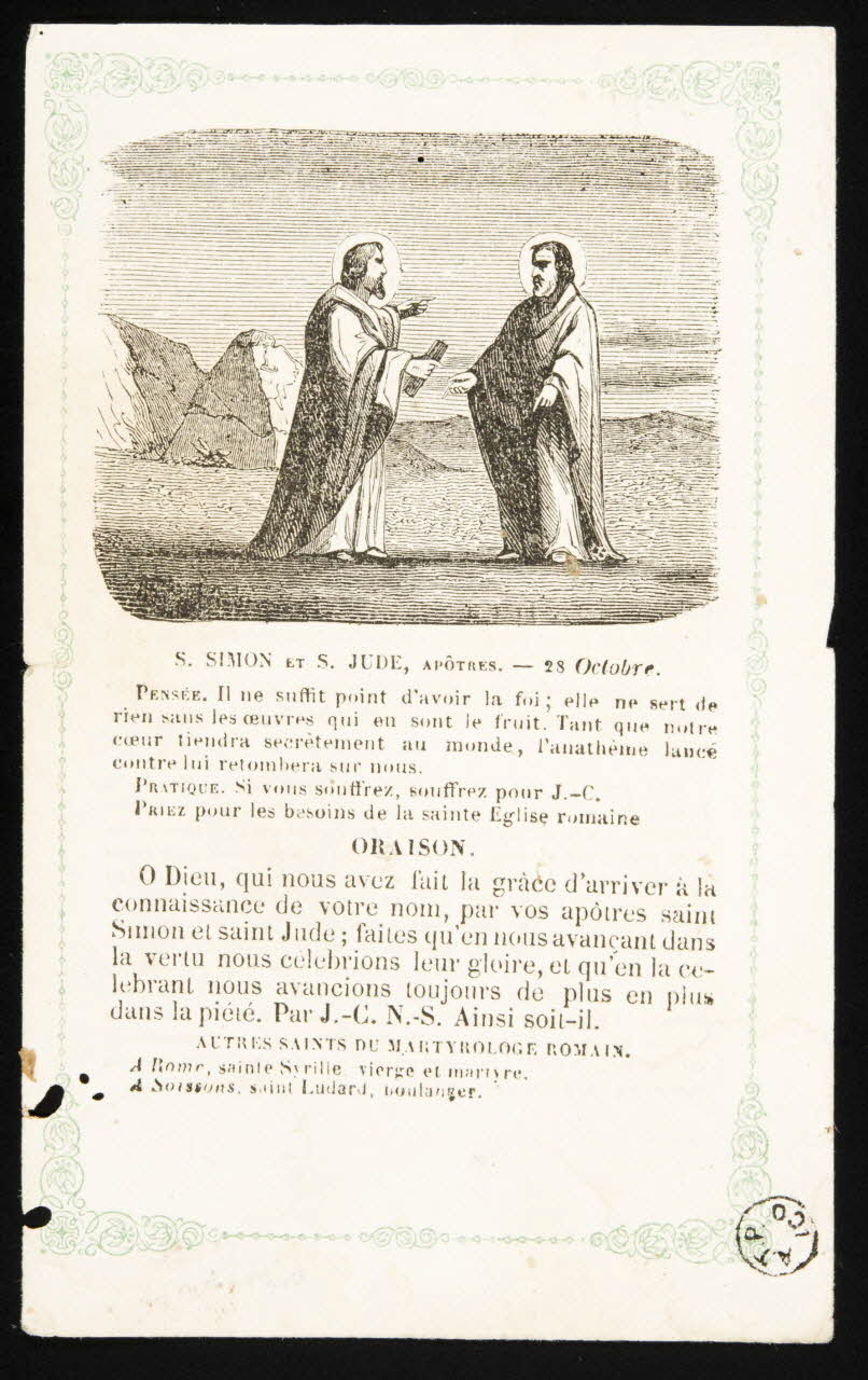 estampe S. SIMON ET S. JUDE, APOTRES. - 23 Octobre. 1967.143.6 Photo