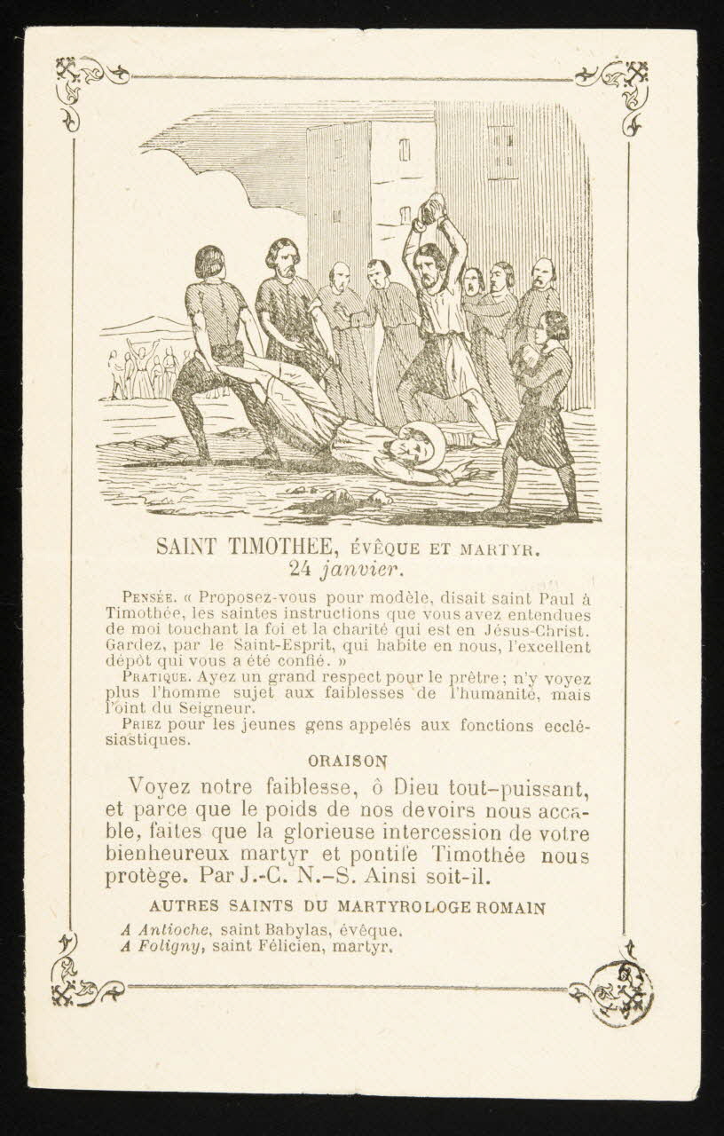 estampe SAINT TIMOTHEE, EVEQUE ET MARTYR. 1967.143.7 Photo
