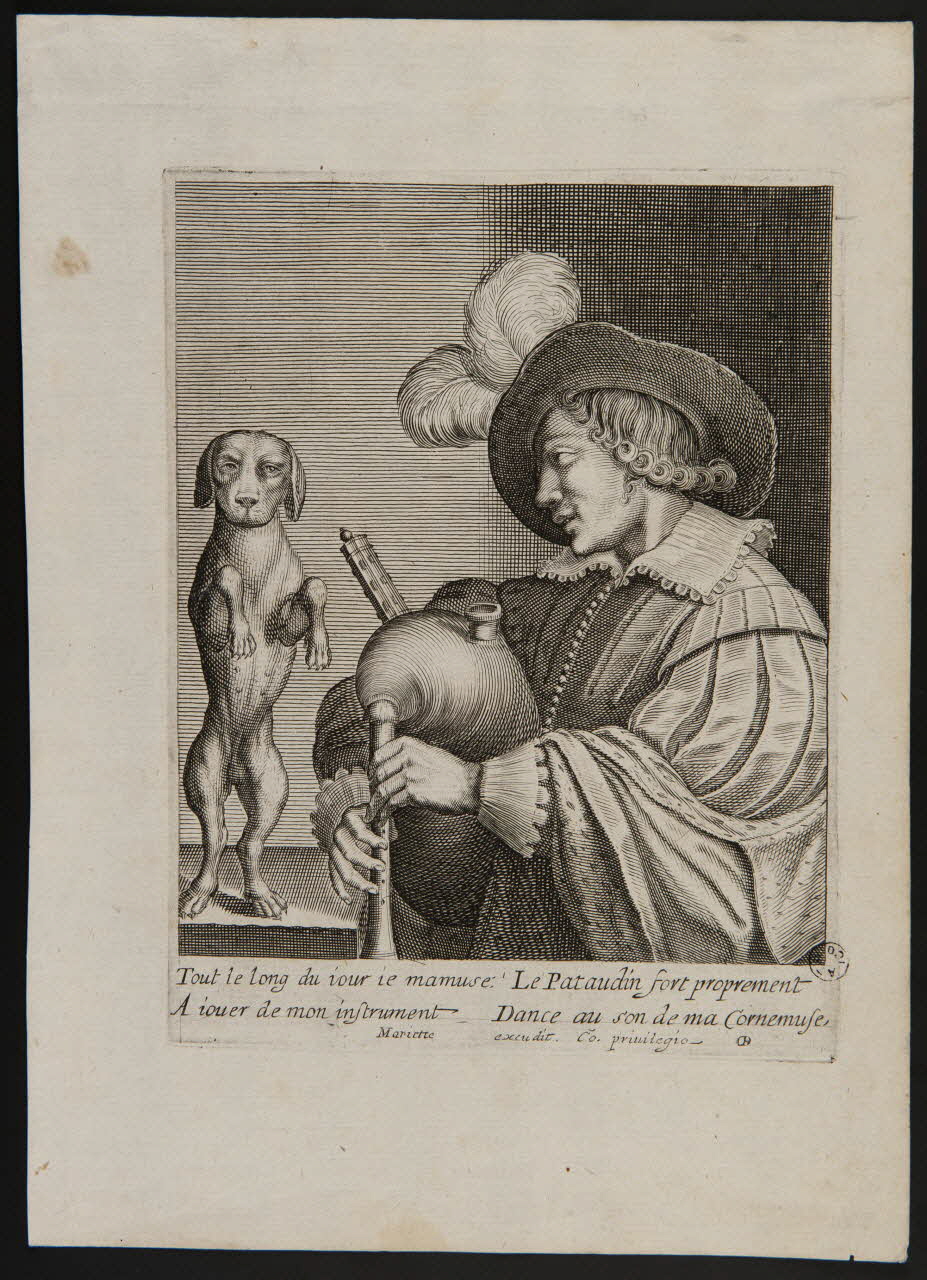 estampe Tout le long du iour il mamuse : Le Pataudin fort proprement  A iouer de mon instrument. Dance au son de ma Cornemuse. 1967.163.5 Photo