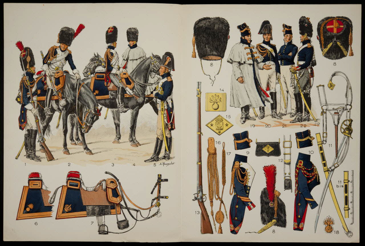 estampe L'Armée Française  SES UNIFORMES  SON ARMEMENT  SON EQUIPEMENT  GARDE IMPERIALE  GRENADIERS A CHEVAL 1804-1815 1967.166.1.1 Photo