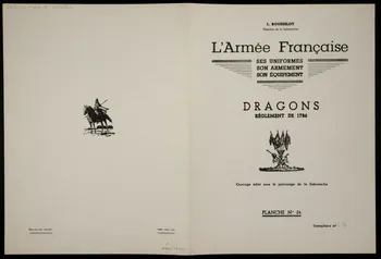 estampe L'Armée Française  SES UNIFORMES  SON ARMEMENT  SON EQUIPEMENT  DRAGONS  REGLEMENT DE 1786 1967.166.2.1 Photo