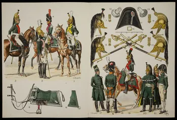 estampe L'Armée Française  SES UNIFORMES  SON ARMEMENT  SON EQUIPEMENT  DRAGONS  OFFICIERS - 1804-1815 1967.166.3.1 Photo