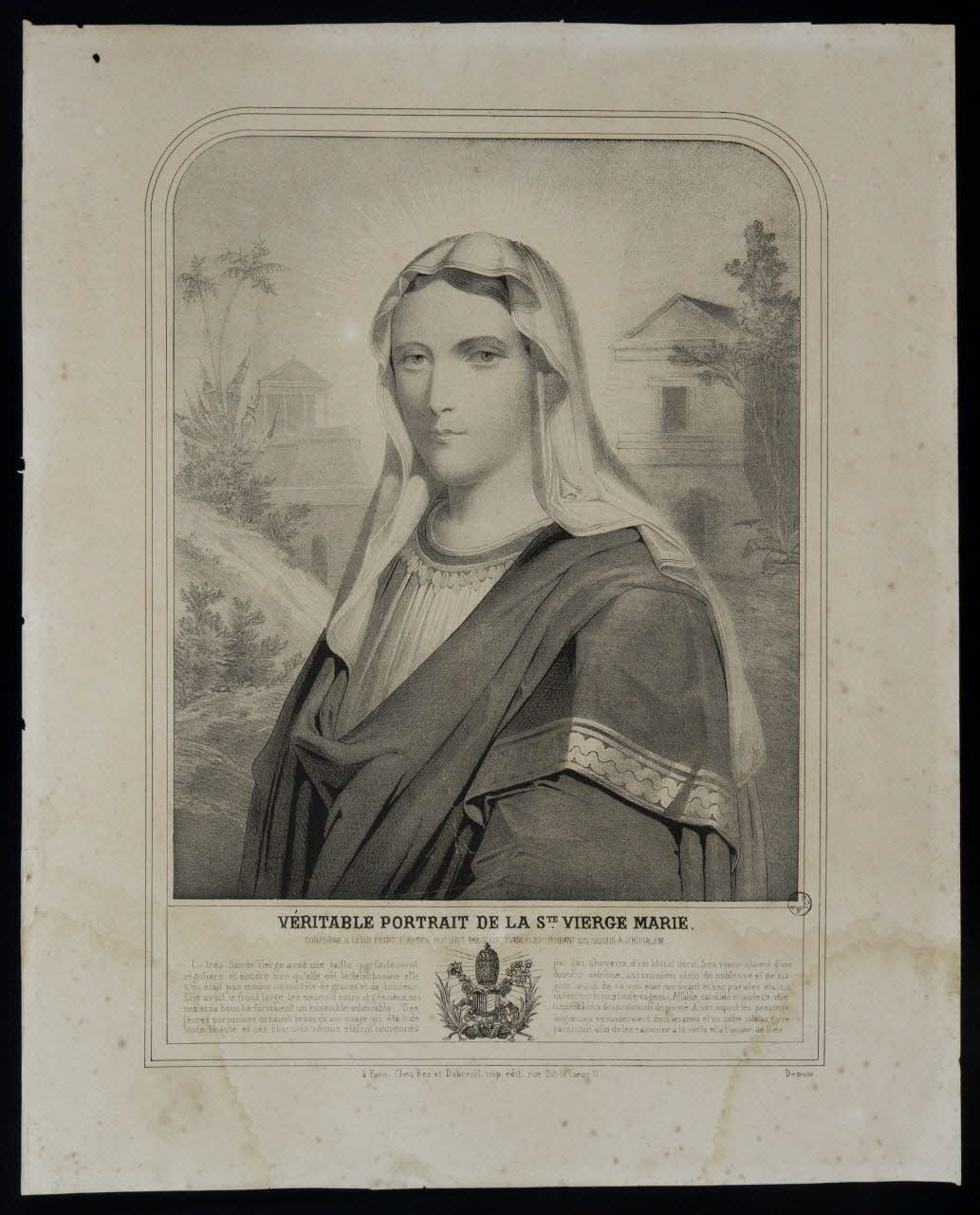 estampe VERITABLE PORTRAIT DE LA STE. VIERGE MARIE. 1967.169.1 Photo