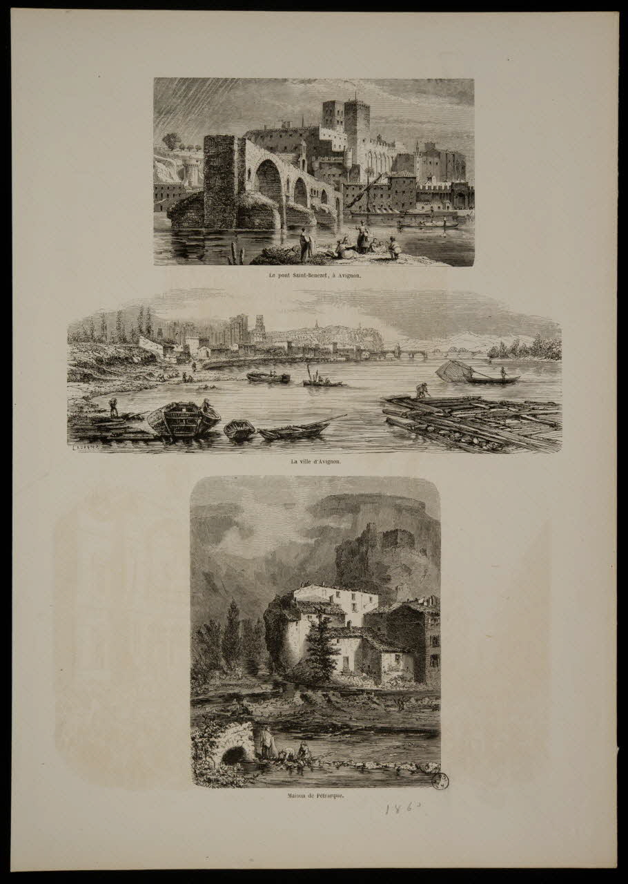 estampe Le pont Saint-Benezet, à Avignon.  La Ville d'Avignon.  Maison de Pétrarque. 1967.171.25 Photo