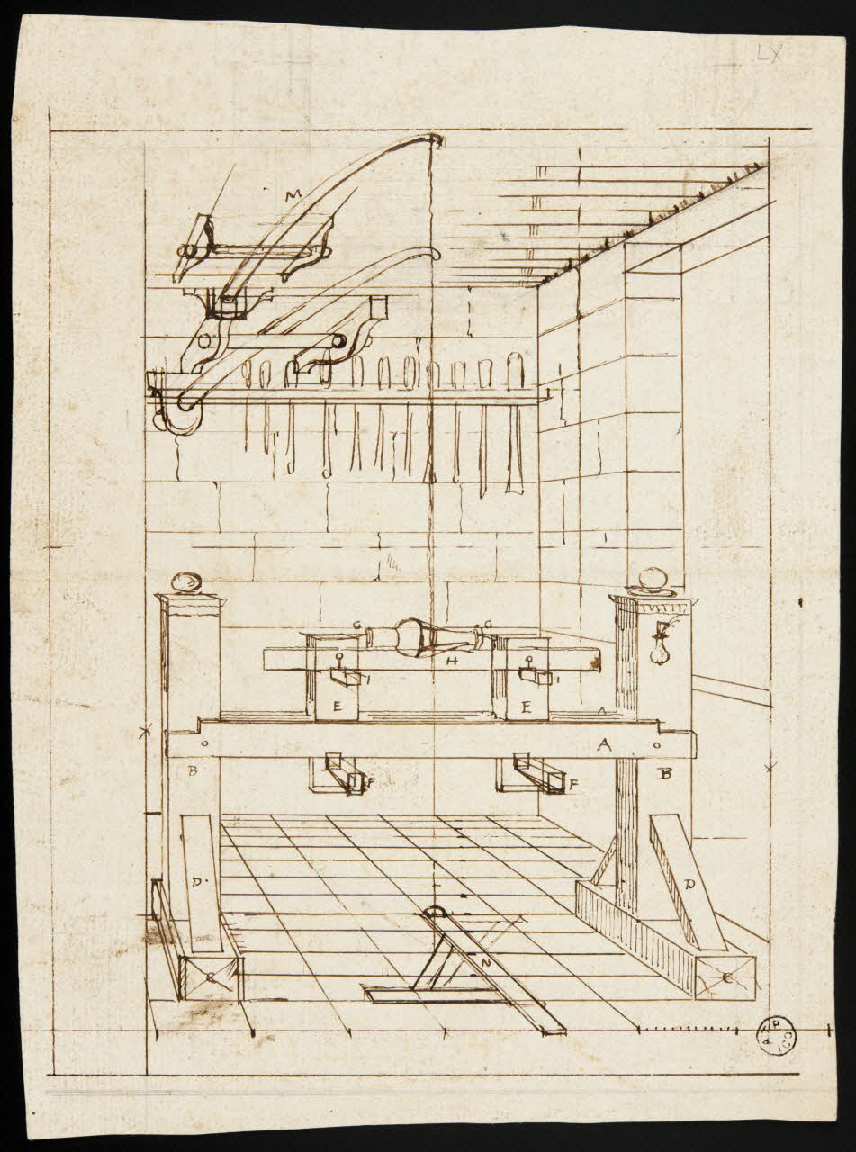 dessin Vue d'un tour avec outillage 1967.171.52 Photo