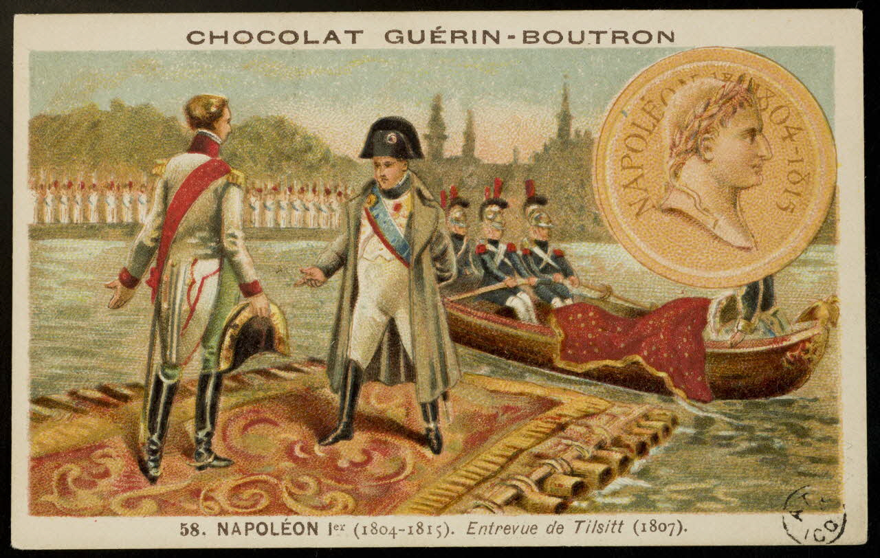 carte réclame 58. NAPOLEON Ier et Alexandre 1er à Tilsitt (1807). 1967.183.26 Photo Mucem