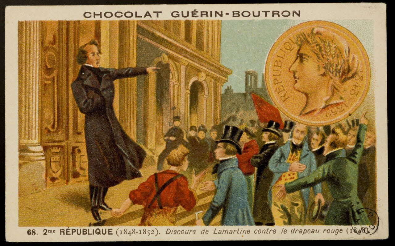 carte réclame 68. 2me REPUBLIQUE (...) drapeau rouge (1848). 1967.183.35 Photo Mucem