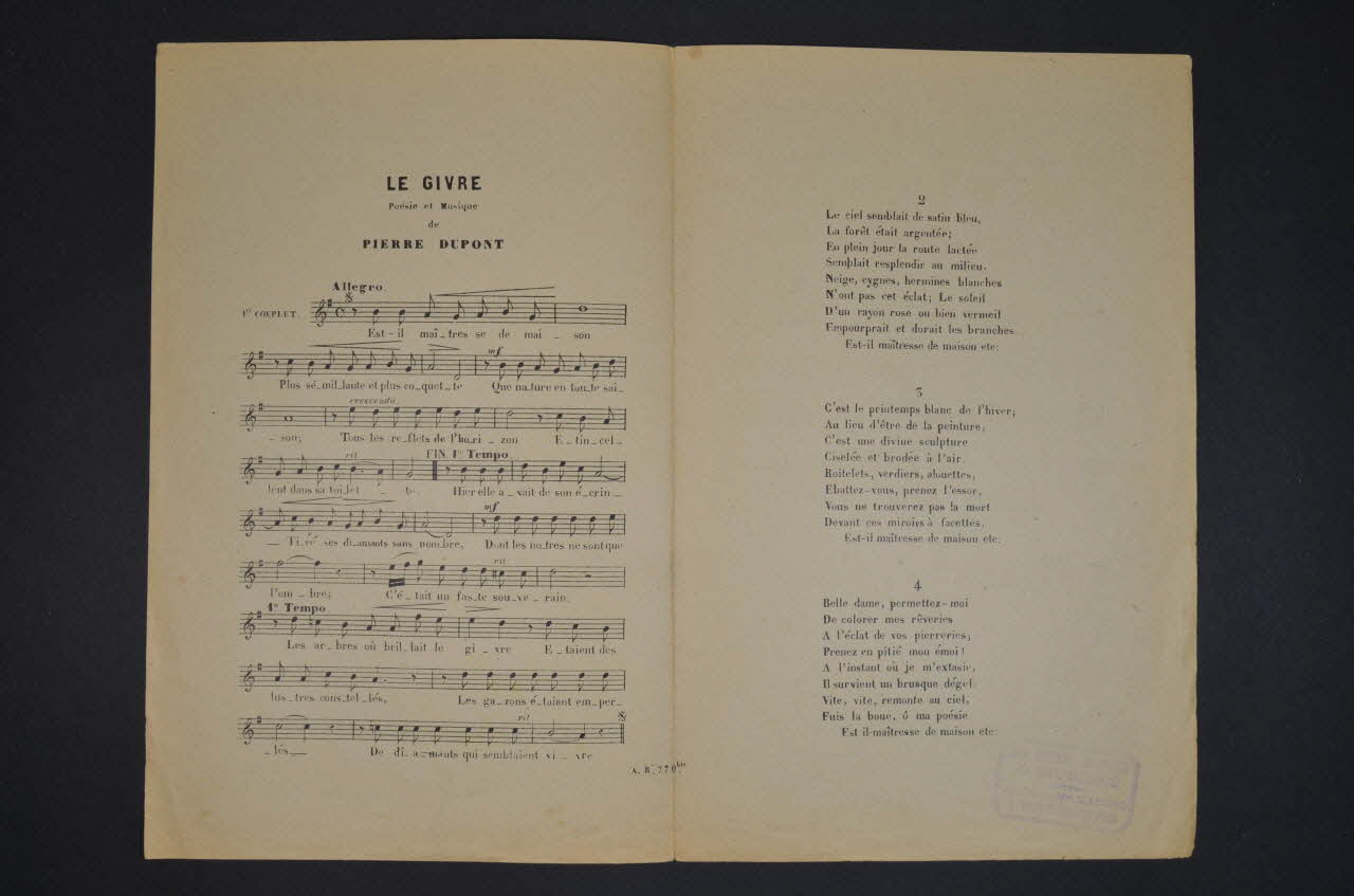 chanson petit format 1966.190.58 Photo Mucem