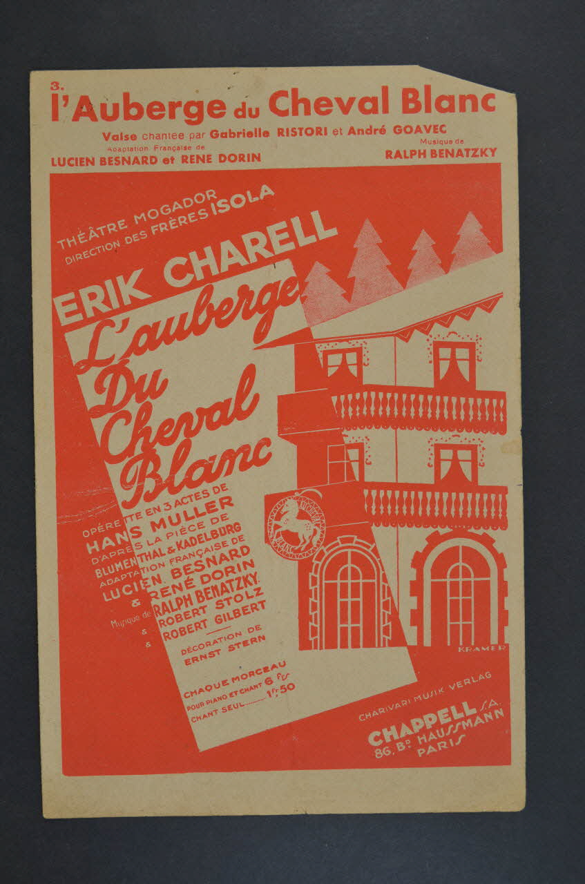 Hans MüLler ; Ralph Benatzky ; Chappell; chanson petit format Île-de-France, France 1932 1966.190.61 Photo Mucem