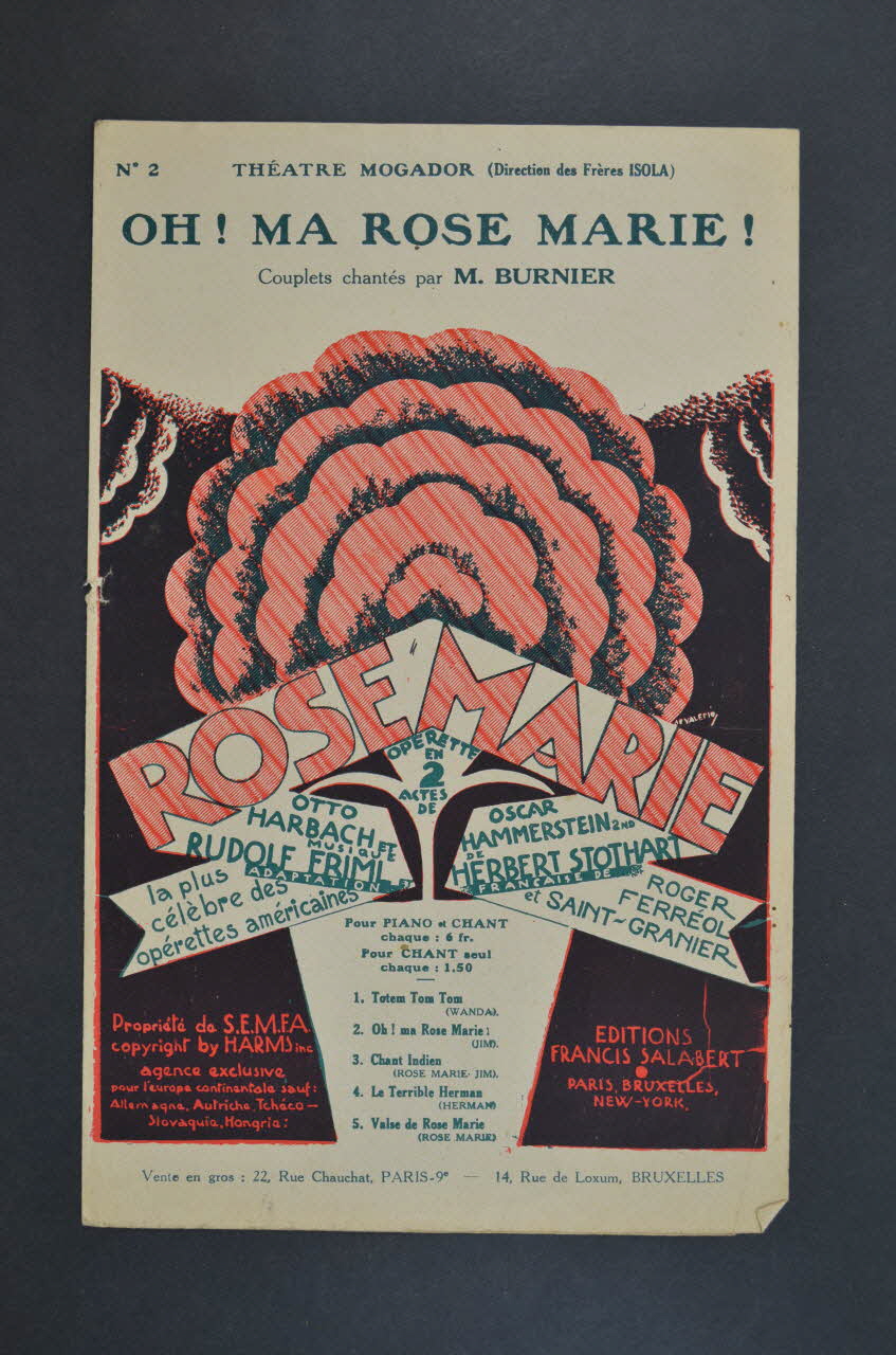 Roger Ferréol ; Rudolf Friml ; Charles Saint-Granier ; Francis F. Salabert chanson petit format Île-de-France, France 1927 1966.190.65 Photo Mucem