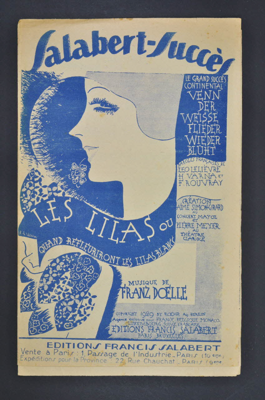 Henri Varna ; Lucien Boyer ; Léo Lelièvre ; René Sylviano ; Franz Doelle ; Fernand Rouvray ; José Sentis ; Pierre Darto ; Aimé Simon-Girard ; Pierre Meyer ; Francis F. Salabert chanson petit format Île-de-France, France 1929 1965.176.44 Photo Mucem