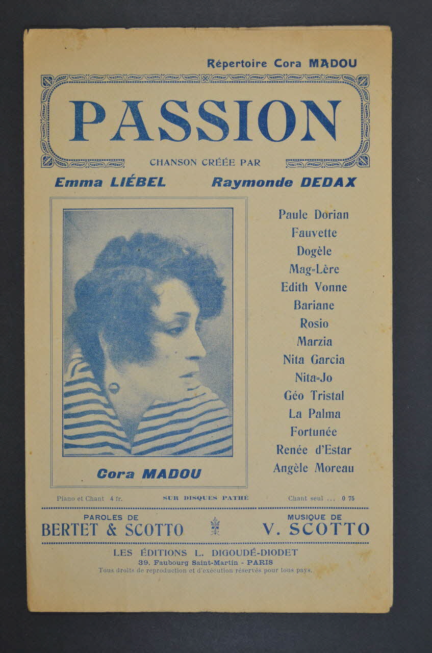 J. Bertet ; Vincent Scotto ; Digoudé-Diodet; ; Emma Liébel chanson petit format Île-de-France, France 1921 1965.176.46 Photo Mucem