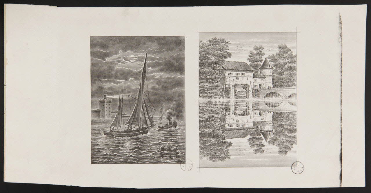 estampe Navigation de nuit et moulin à eau. 1967.185.1346.1 Photo