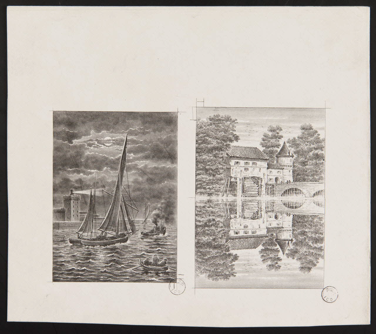 estampe Navigation de nuit et moulin à eau. 1967.185.1346.4 Photo