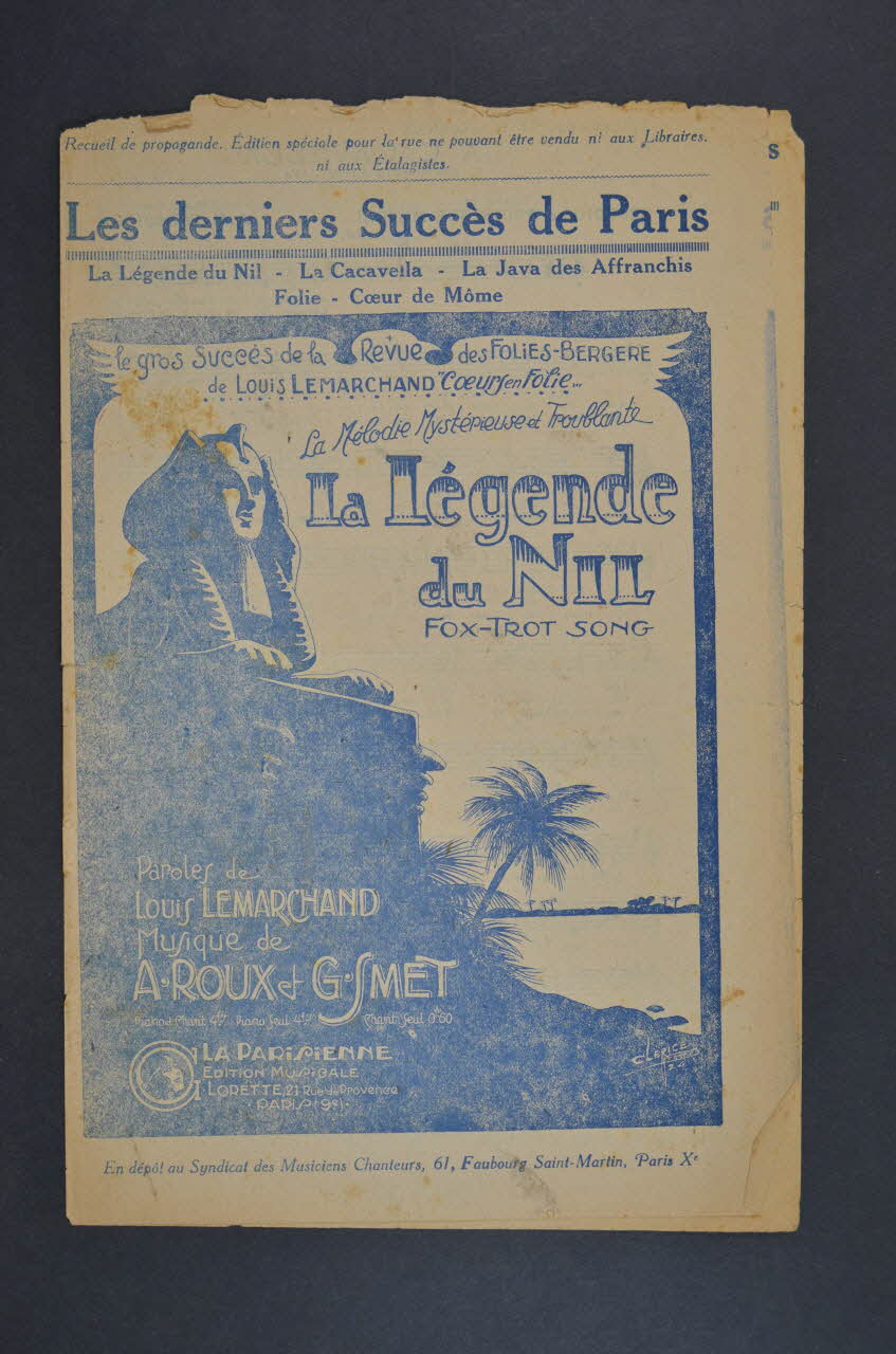 Charles Chobillon ; A.H. Poussigue ; Georgius ; Henry Moreau ; Meyrel ; La Parisienne, Edition Musicale; chanson petit format Île-de-France, France 1925 1965.176.9 Photo Mucem