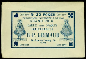 ENVELOPPE DE JEU DE CARTES CARTES DITES OPAQUES  INALTERABLES  B-P. GRIMAUD 1967.185.1547  Photo
